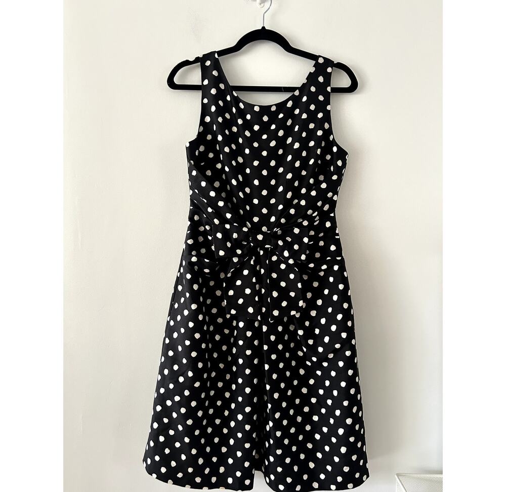 Kate Spade Polka Dot Retro Black White Jillian Silk Dress Size 6